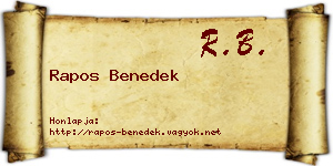 Rapos Benedek névjegykártya
